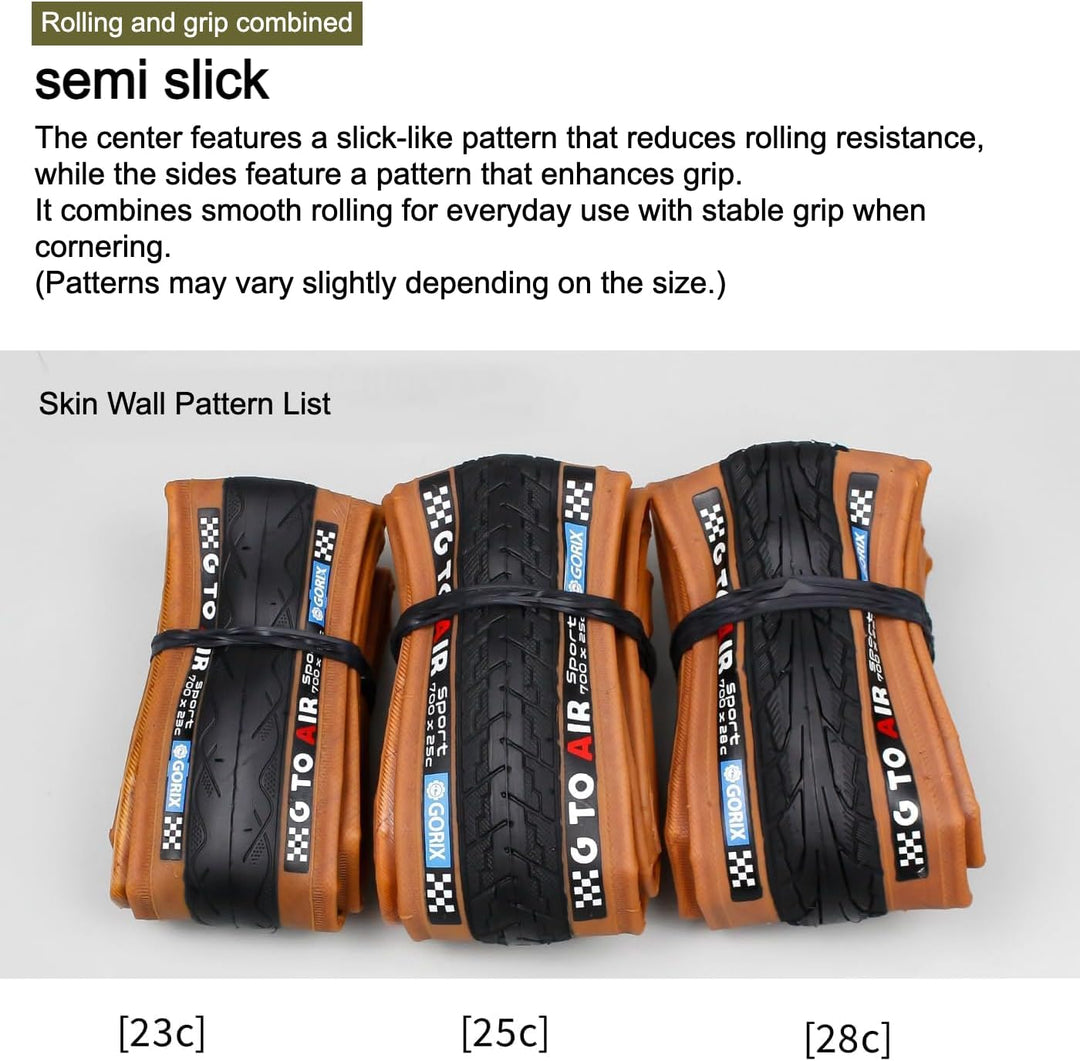 GORIX Rennradreifen 700×23C 25C 28C 32c 35c Fahrrad (Gtoair) 700×25c Skinwall(1 Tire), 700×25c