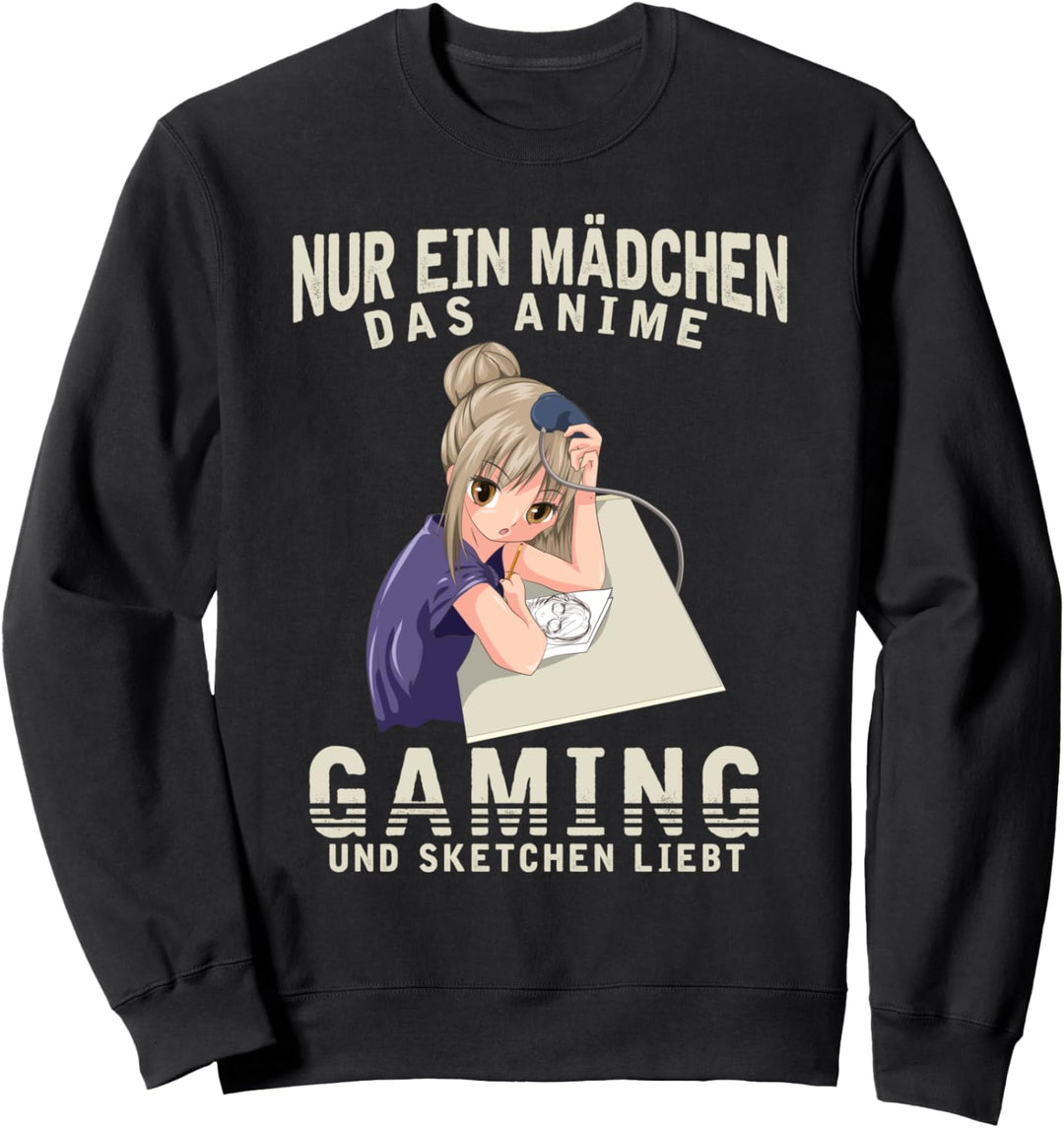 Videospiel Gamer Nerd Manga Sketchen Anime Gaming Mädchen Sweatshirt