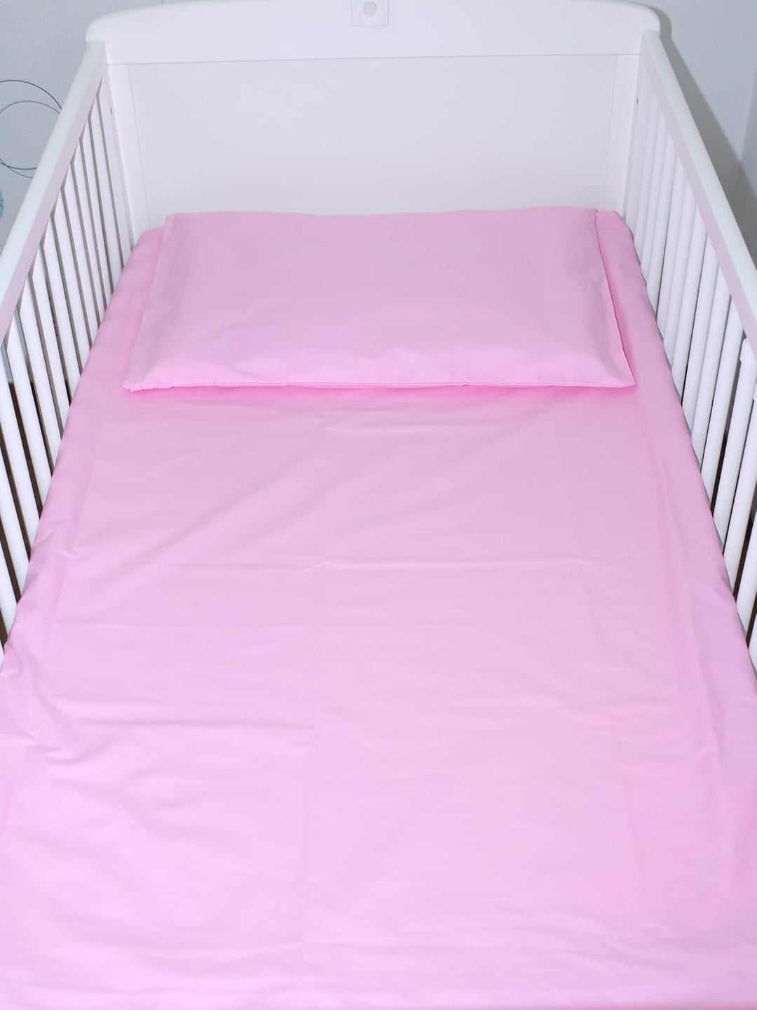 Baby Bettset Bettwäsche mit Himmel Vollstoff - Rosa - Bettausstattung Set (4 teilig), 4 teilig