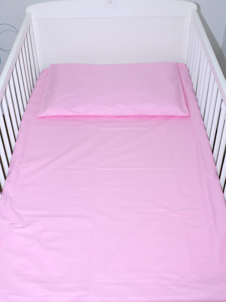 Baby Bettset Bettwäsche mit Himmel Vollstoff - Rosa - Bettausstattung Set (4 teilig), 4 teilig