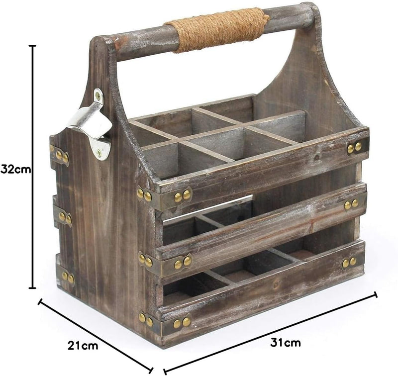 DanDiBo Bierträger aus Holz mit Öffner 93860 Flaschenträger Flaschenöffner Flaschenkorb Männerhandta