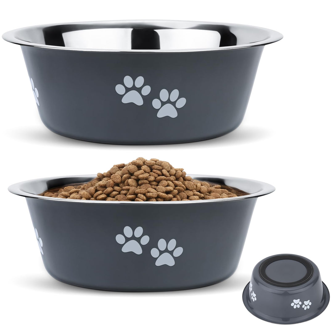 PETTOM 2 Stück Edelstahl Fressnapf Hund (1560 ML), Hundenapf Futternapf Hund aus Edelstahl mit Rutsc
