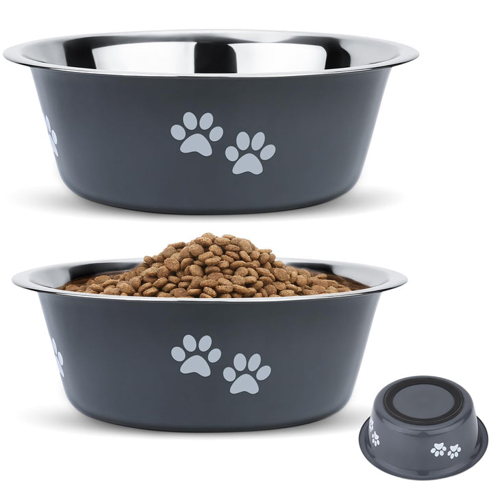 PETTOM 2 Stück Edelstahl Fressnapf Hund (1560 ML), Hundenapf Futternapf Hund aus Edelstahl mit Rutsc
