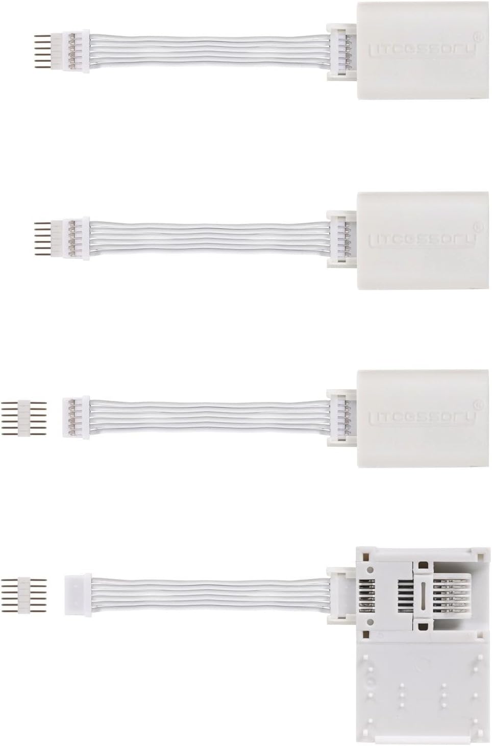 Litcessory 6-Polig auf Gekürztes Ende Verlängerungskabel für Philips Hue Lightstrip Plus (50mm, 4 St