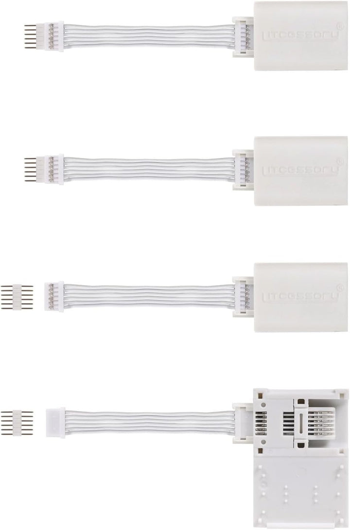 Litcessory 6-Polig auf Gekürztes Ende Verlängerungskabel für Philips Hue Lightstrip Plus (50mm, 4 St