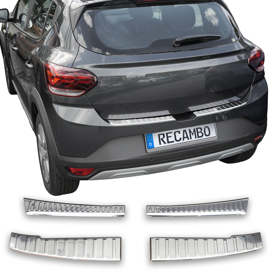 RECAMBO Ladekantenschutz Edelstahl Hochglanz poliert, Chrom Look - kompatibel für Dacia Sandero 3 -