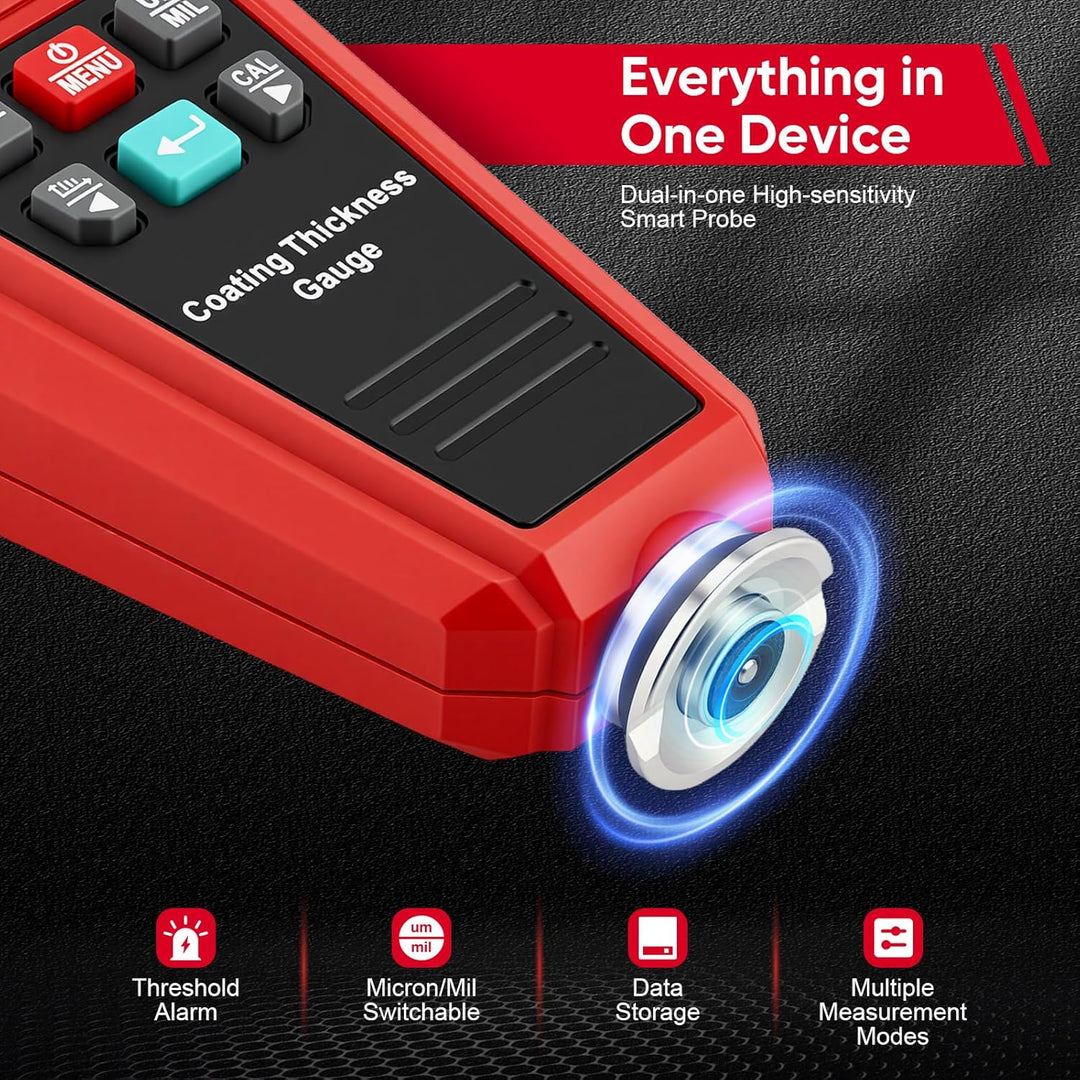 Lackschichtdickenmessgerät für Autos, Autolack Schichtdickenmessgerät Handheld mit LCD Display Hinte