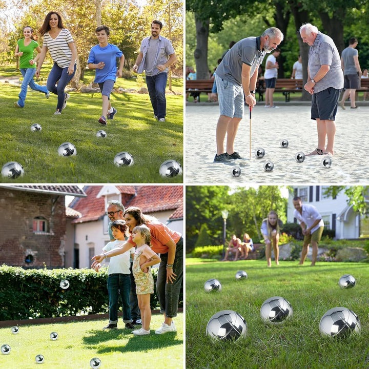 Boule Set 6 Kugeln Metall,Petanque &amp; Boccia Kugeln mit 2 Zielkugeln, Magnetischem Kugelheber, Abstan