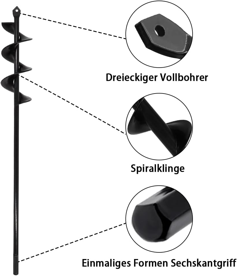 Garten Spiralbohrer 4x42cm Garten Schnecken,Erdbohrer für Bohrmaschine,Pflanzbohrer,Garten Bohrer,Pf