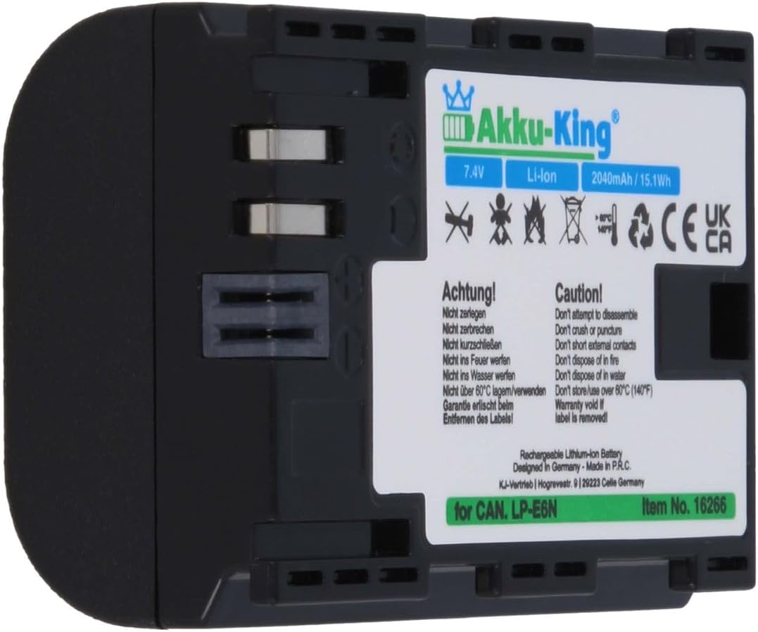 Akku-King Akku kompatibel mit Canon LP-E6, LP-E6N - Li-Ion 2040mAh mit InfoChip - für EOS 5D Mark II
