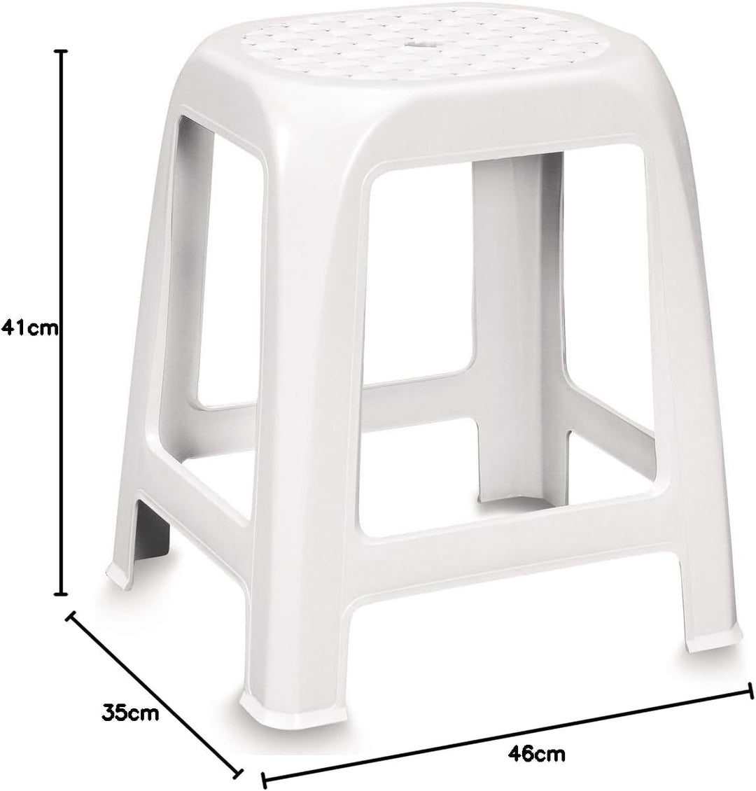 Stabiler Hocker aus Kunststoff weiss leicht zu reinigen • Sitzhocker, Küchenhocker, Badhocker, Dusch