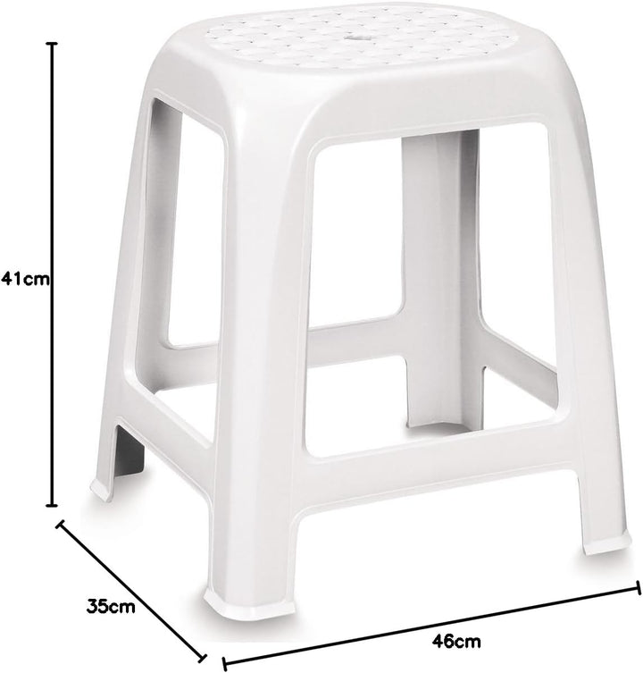 Stabiler Hocker aus Kunststoff weiss leicht zu reinigen • Sitzhocker, Küchenhocker, Badhocker, Dusch
