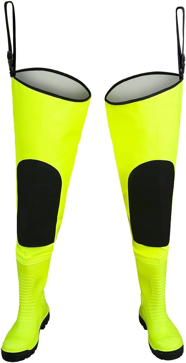 WATSTIEFEL FLUO Fluoreszierend Stahlkappe und Stahlzwischensohle Anglerhose hi Vis (Fluoreszierend G