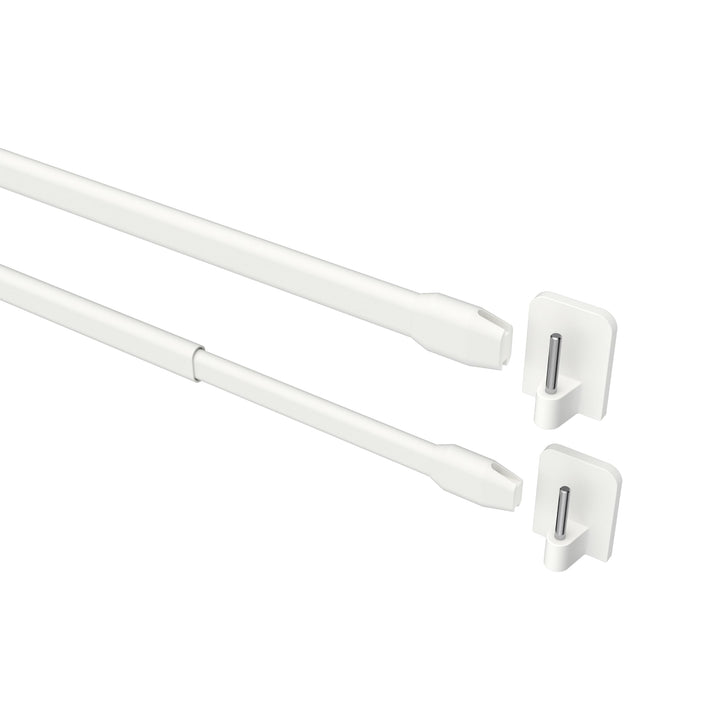 Interdeco Vitragestangen mit Klebehaken/Scheibenstangen Weiss (2 Stück), ausziehbar 80-140 cm, 80-14