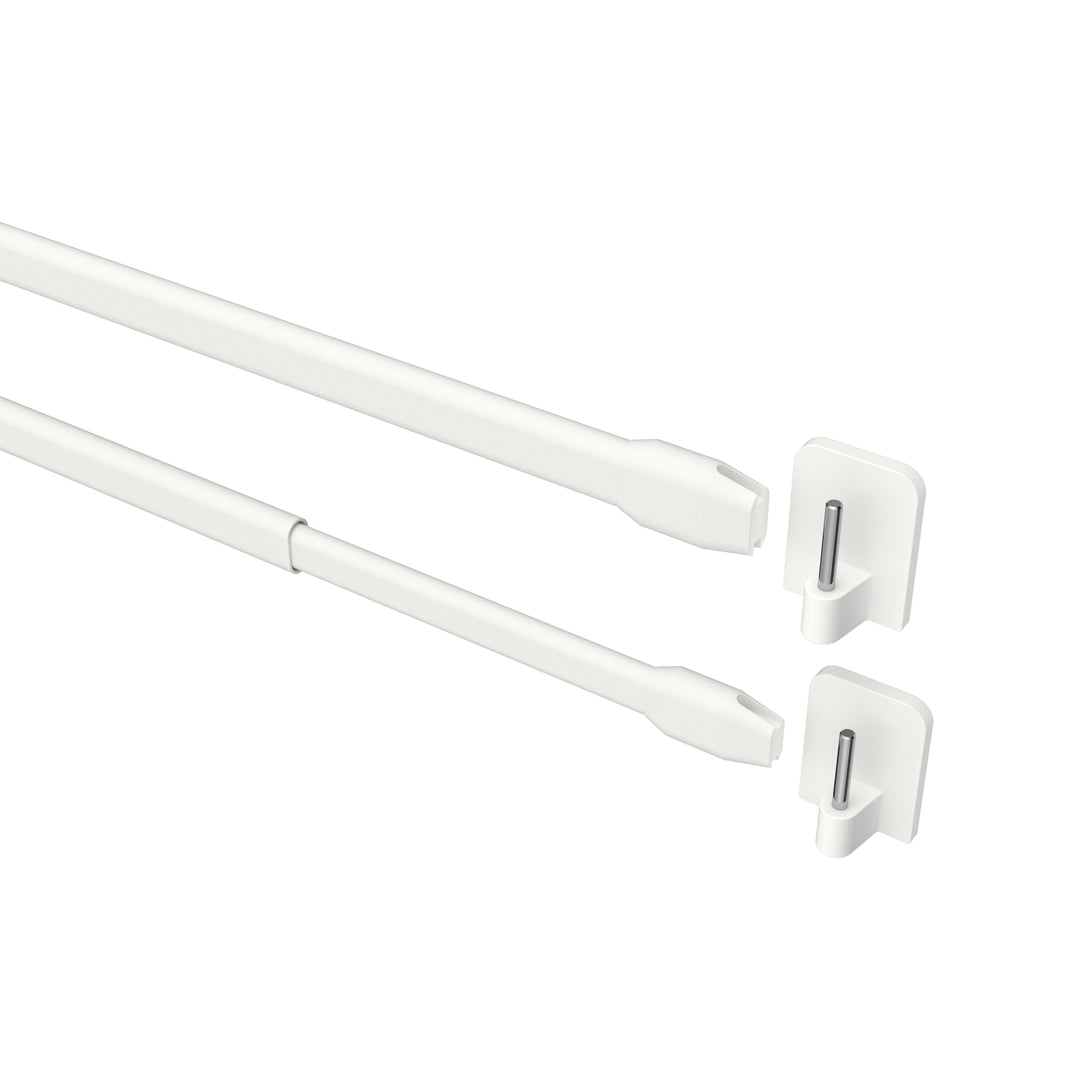 Interdeco Vitragestangen mit Klebehaken/Scheibenstangen Weiss (4 Stück), ausziehbar 100-180 cm, 100-