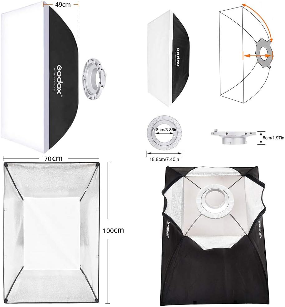GODOX Softbox 70cm X 100cm Rechteckige Softbox Studioleuchte Diffusor Bowens Softboxen Fotografie St