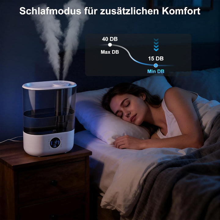 GuKKK Luftbefeuchter, Luftbefeuchter Schlafzimmer Top-Fill, Raumluftbefeuchter, Diffuser, 5.5L 360°