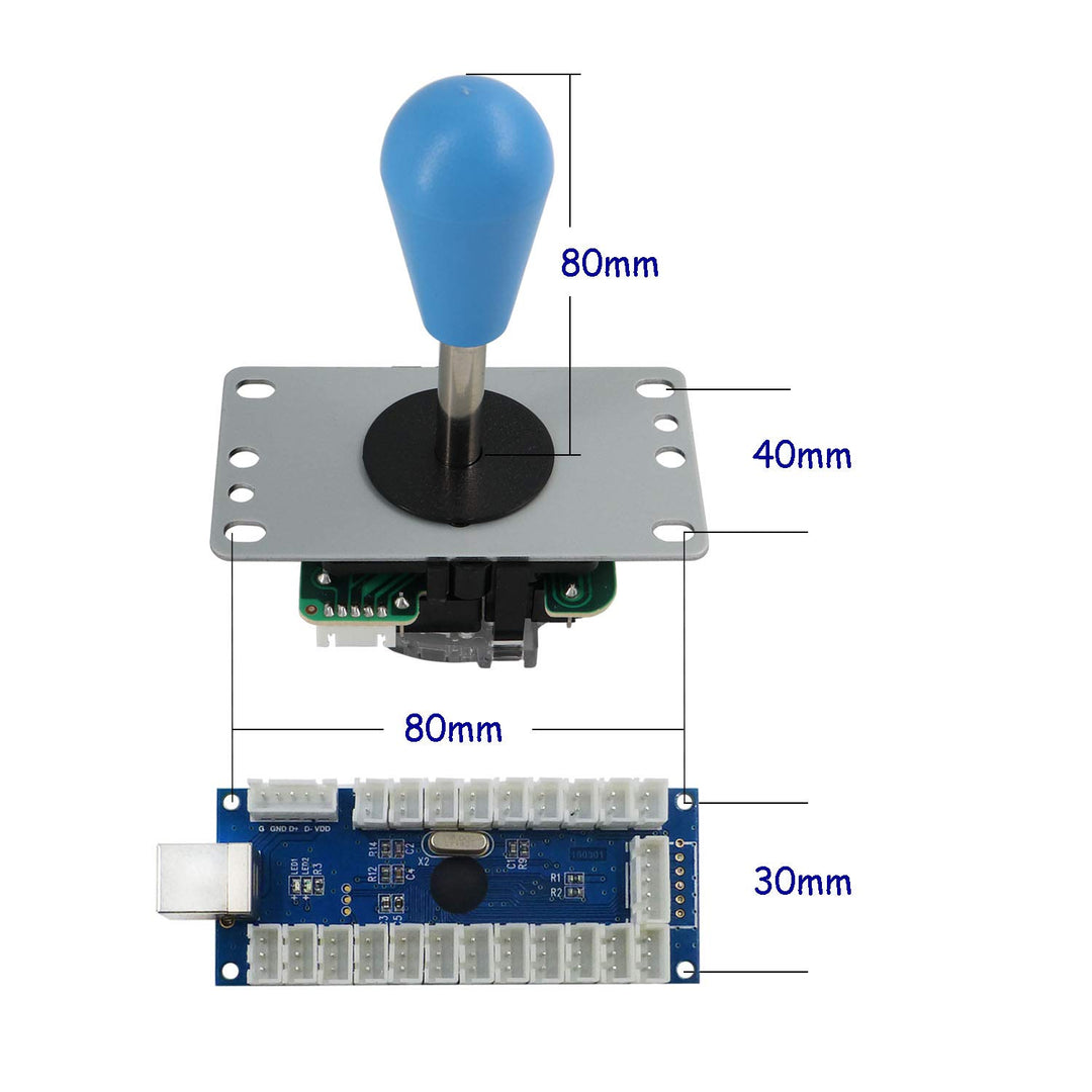 SJ@JX Arcade Game Stick DIY Kit Buttons with Logo LED 8 Way Joystick USB Encoder Cable Controller fo