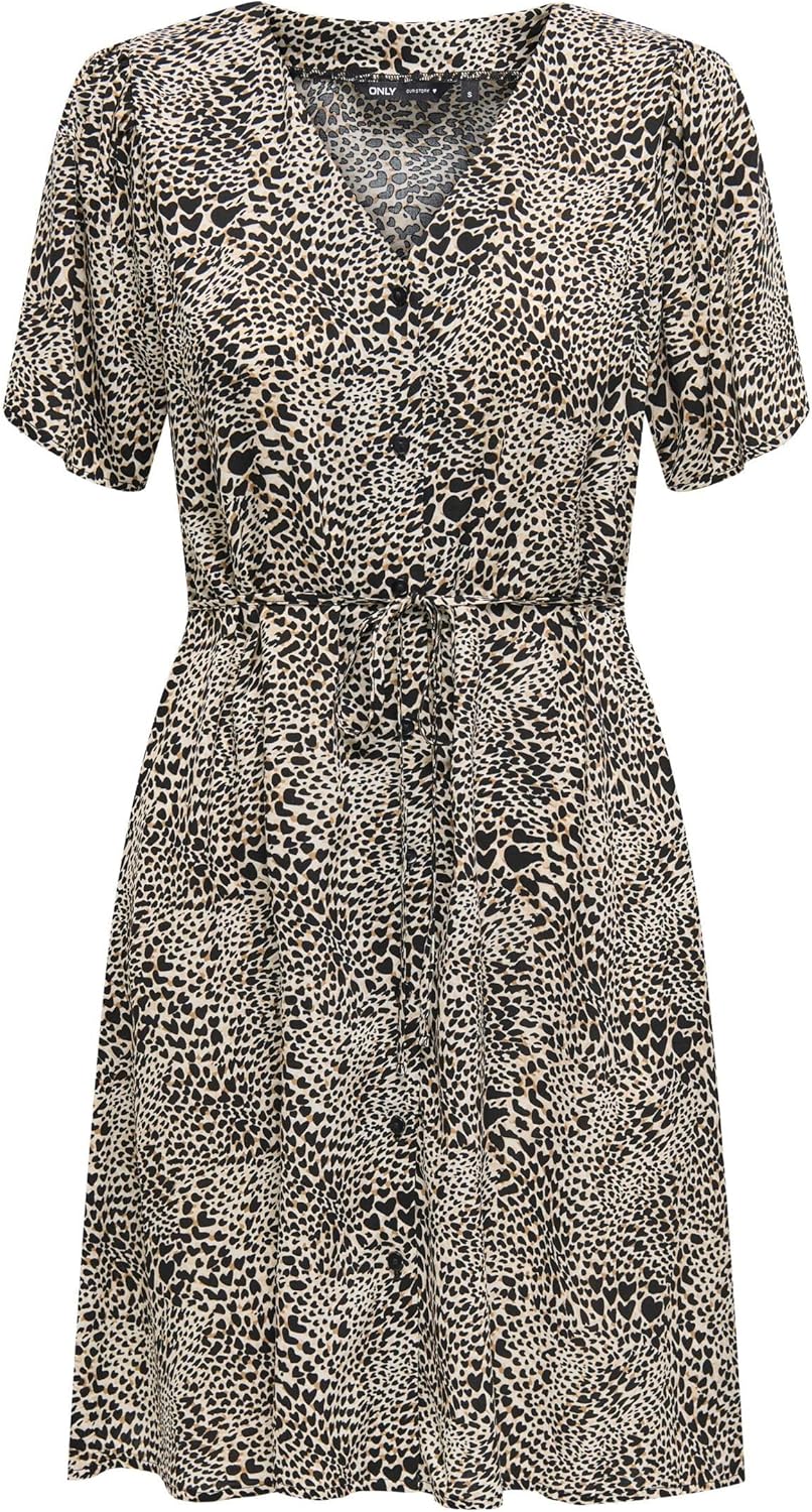 ONLY Damen Viskose Sommer-Kleid Onlnova Life Lucy mit Blumenmuster S Cloud Dancer, S Cloud Dancer