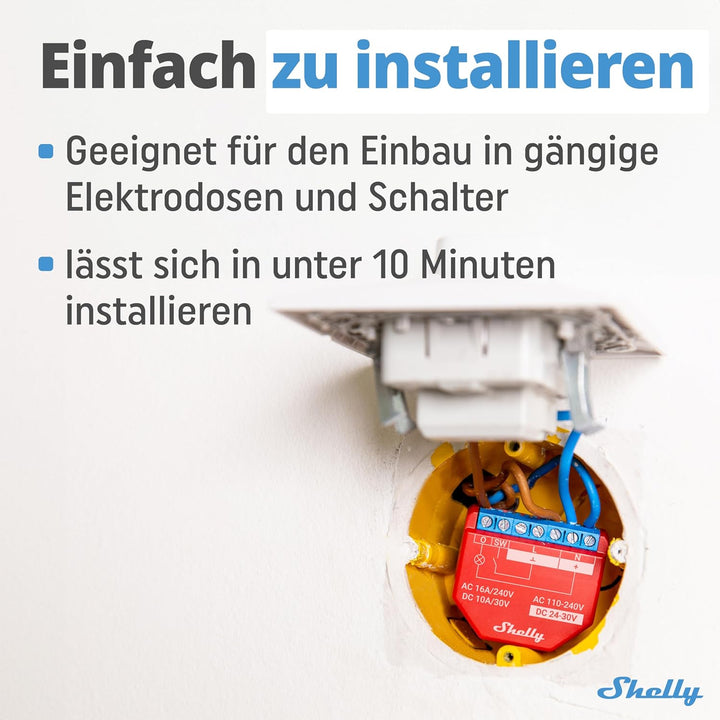 Shelly Plus 1PM | WiFi & Bluetooth Smart-Relais-Schalter mit Leistungsmessung | Hausautomatisierung