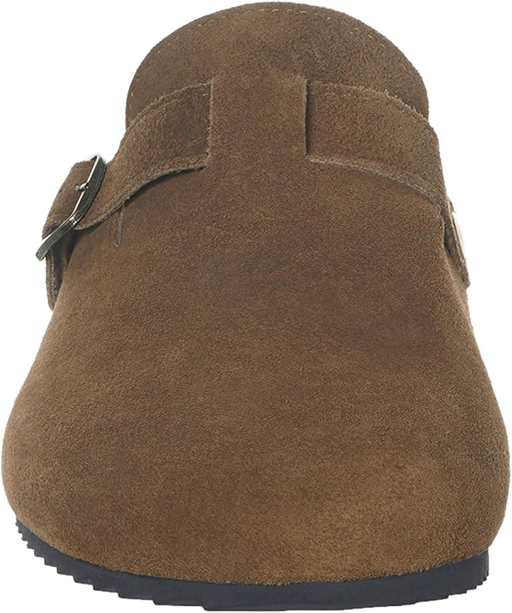 Intini Clogs Damen Herren Hausschuhe mit Fussbett Leder Pantoletten Gartenschuhe Geschlossene Bequem