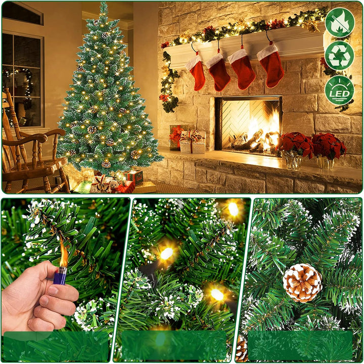 FIVMEN Weihnachtsbaum Künstlich mit Beleuchtung 240 cm PVC Tannenbaum Christbaum Künstlicher mit 440