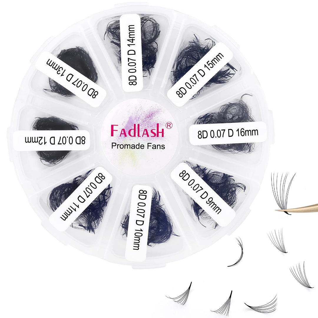 Russische Vorgefertigte 8D 0.07 D Curl 9-16mm Mixed 1000pcs Wimpern Extensions Promade Russische Fäc