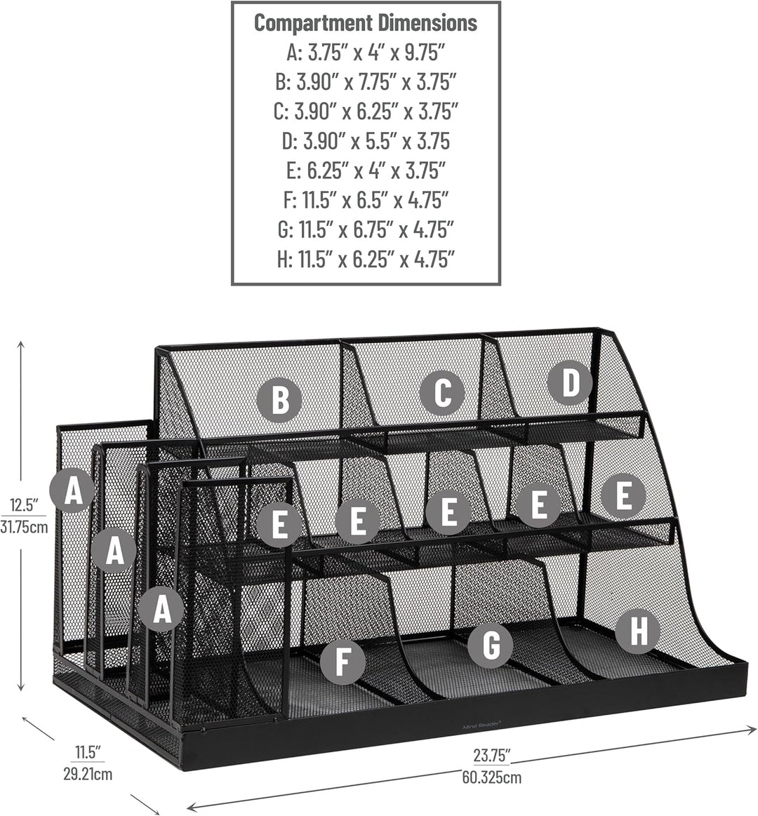 Mind Reader Network Collection, 14-Compartment Coffee Cup and Condiment Countertop Organizer, Metal