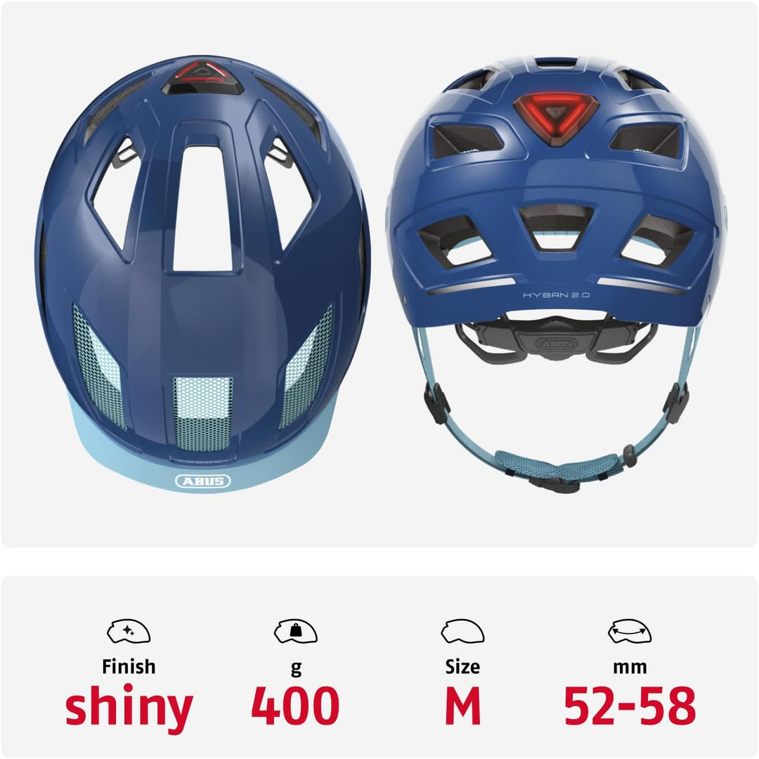 ABUS Stadthelm Hyban 2.0 - Fahrradhelm mit Rücklicht, ABS-Hartschale, guter Passform - für Damen und