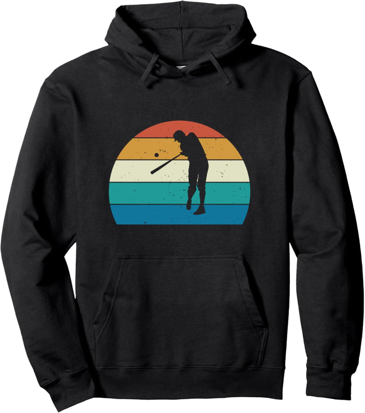 Baseball-Spieler Silhouette Retro-Batterie Sonnenuntergang Pullover Hoodie