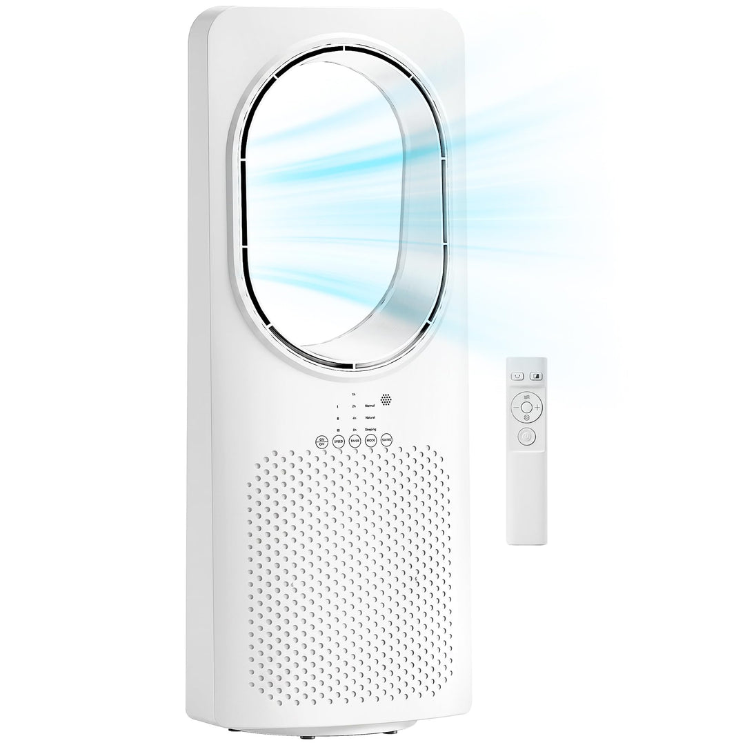 HOMCOM Bladeless Turmventilator für Schlafzimmer, 36 dB Standventilator mit 45° Oszillation, 3 Gesch