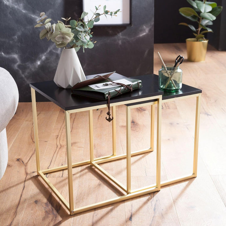 FineBuy Satztisch CHUR Beistelltisch MDF/Metall | Couchtisch Set aus 2 Tischen | Kleiner Wohnzimmert