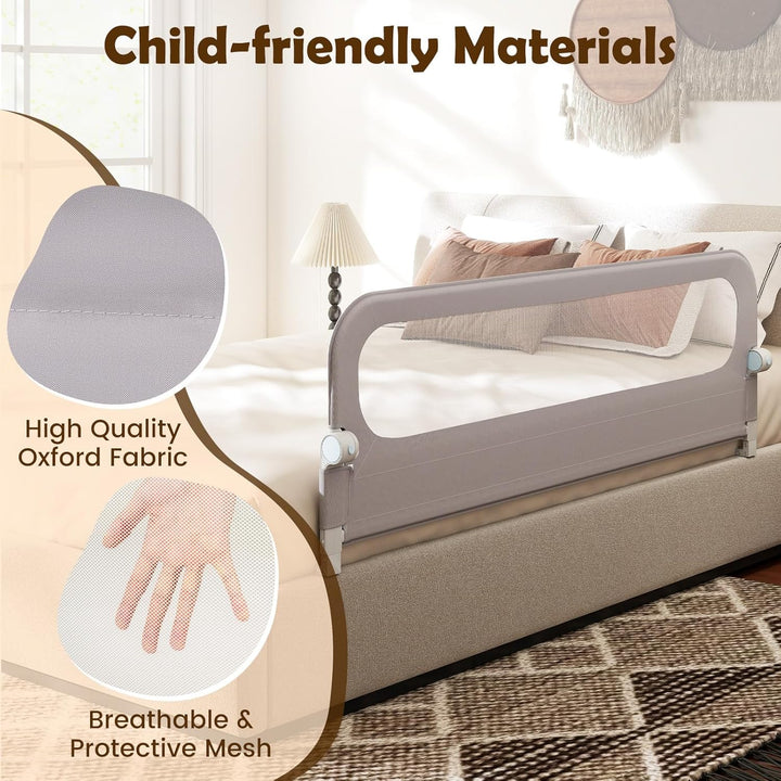 FANTASK Bettgitter klappbar, Kinderschutzgitter mit U-förmigem Gestell & Gurt, Bettschutzgitter mit