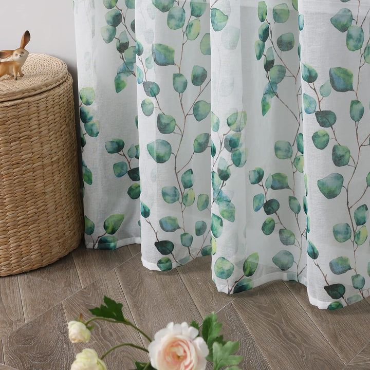 Delien 1 St. Gardinen Wohnzimmer Transparente Gardinenschals Modern Vorhang mit Blattmuster »Blätter