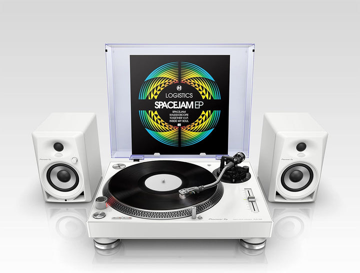 Pioneer DJ PLX-500-W DJ-Plattenspieler mit Direktantrieb, Weiss & DM-50D 5" Desktopmonitorsystem (we