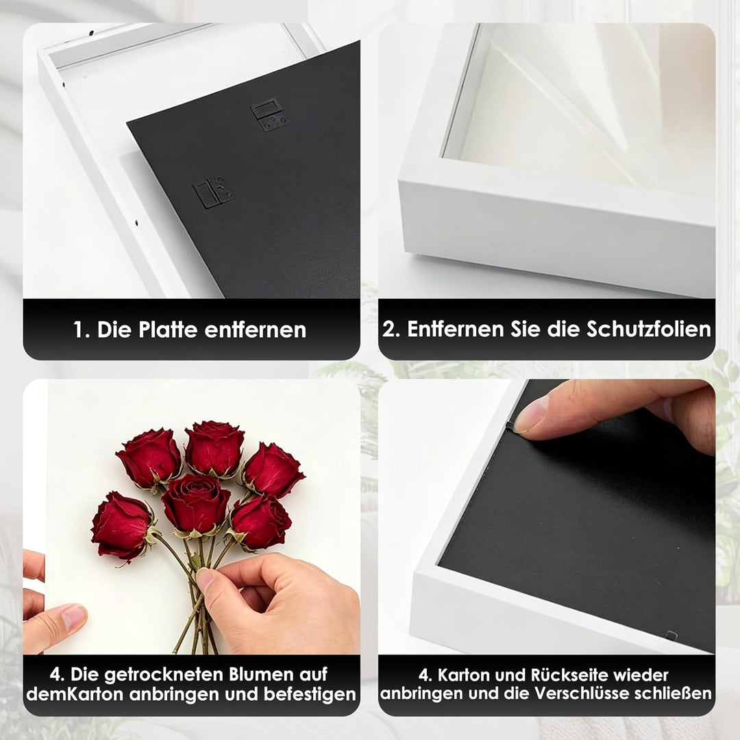 3D Bilderrahmen zum Befüllen, 41,5 x 31,5 x 4,5cm Weiss Shadow Box, 3D Objektrahmen Tiefer 3cm für H
