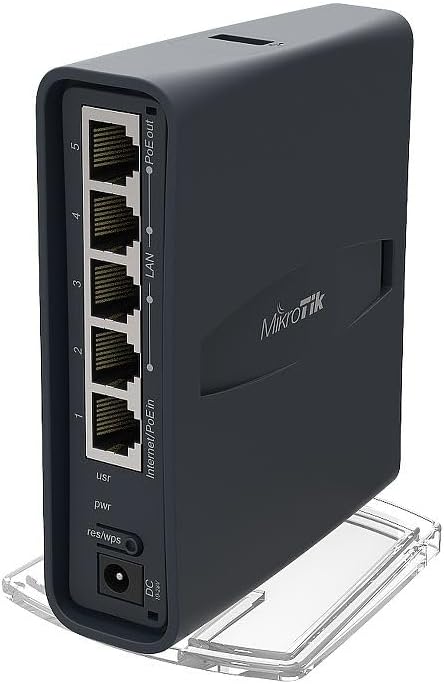 MikroTik hAP AC Lite Tower Schwarz Ethernet-Verbindung unterstützt Stromversorgung über diesen Port