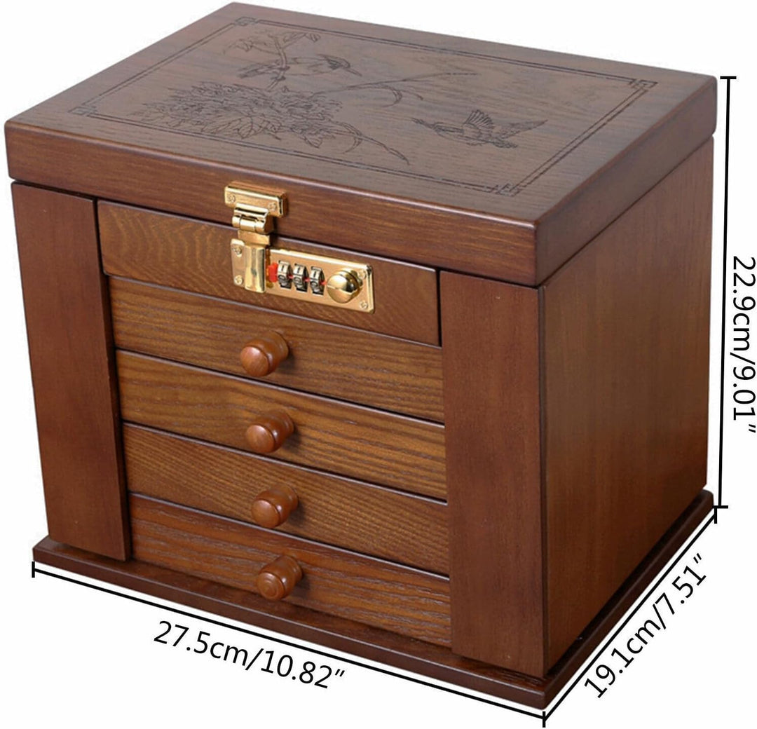 Schmuckschrank Holz Schmuckkästchen 5 Schichten Schmuckschatulle Schmuckkasten aus Holz Schmuck Orga