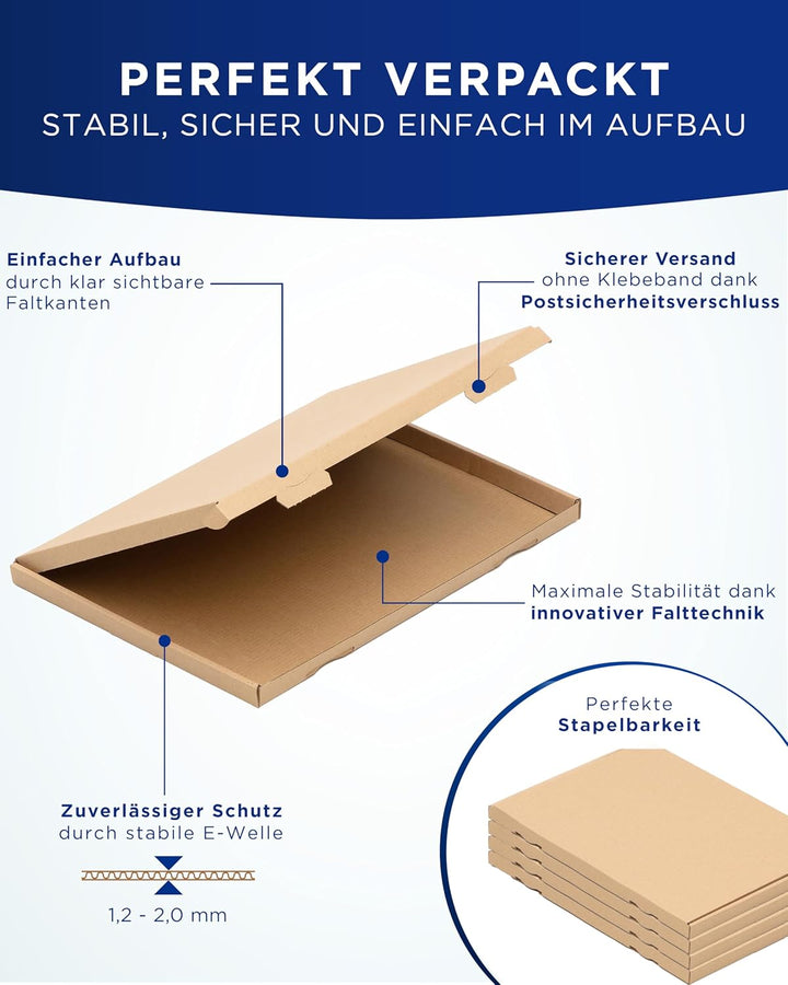 KK Verpackungen 100 x Grossbriefkartons DIN A4 für die Post 332 x 245 x 15 mm Braun