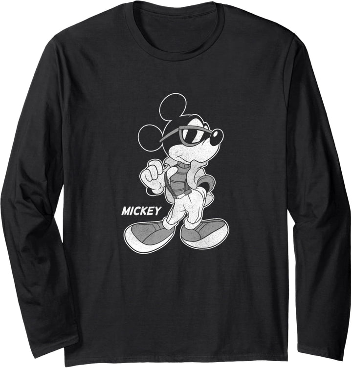 Disney Mickey Mouse Cool Guy Distressed Portrait Langarmshirt