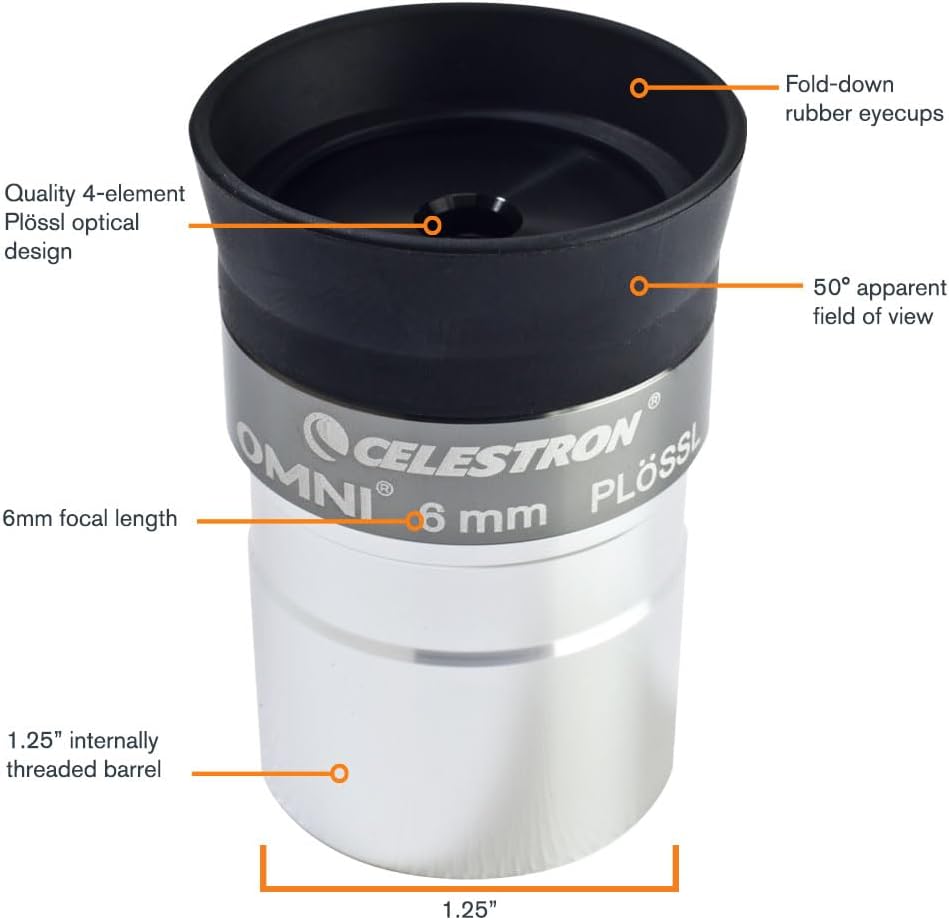 Celestron 93317 1-1/4-6 mm Omni Serie Okular, 6 mm