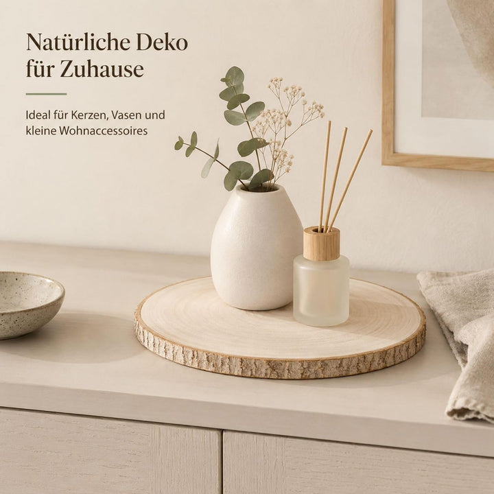 Holzscheiben Rund 20–23 cm 3 Stück Baumscheiben Tischdeko Hochzeit mit Rinde 15 mm Holzplatte Rund f