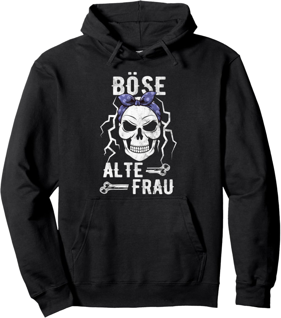 Böse Alte Frau - Totenkopf Alte Weisse Frau Vintage Biker Pullover Hoodie