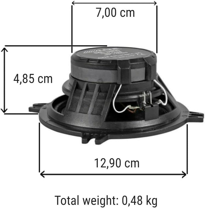 KIT Set FÜR Alpine SXE-1325S 2 2-Wege-Koaxiallautsprecher, 13 cm, 130 mm, 5 Zoll Durchmesser, 35 Wat