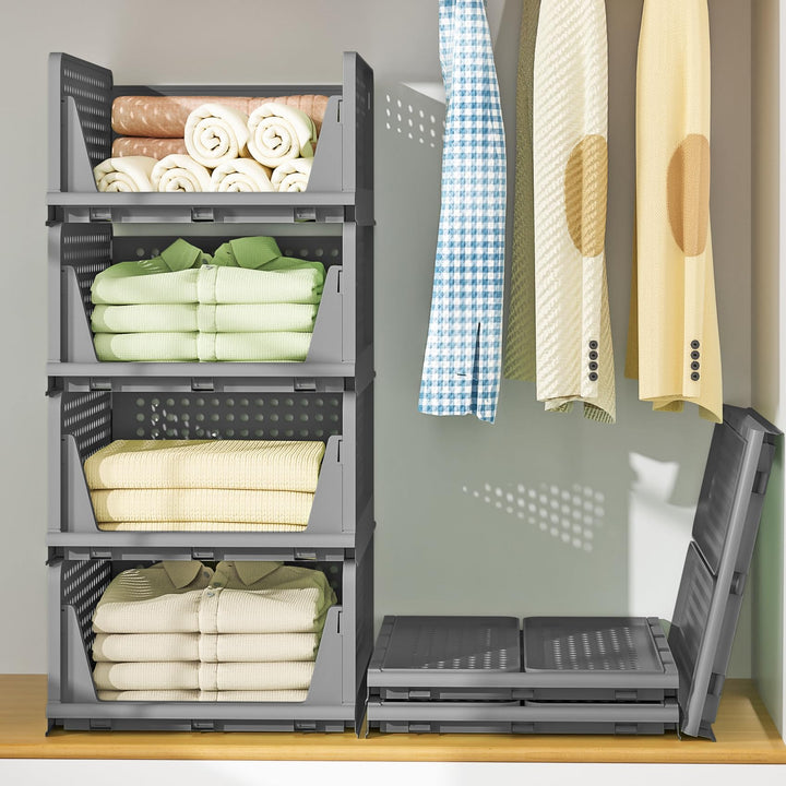 Neprock Schrank Organizer Kleiderschrank Organizer, 4 Pack Stapelbar Ordnungssystem Kleiderschrank S