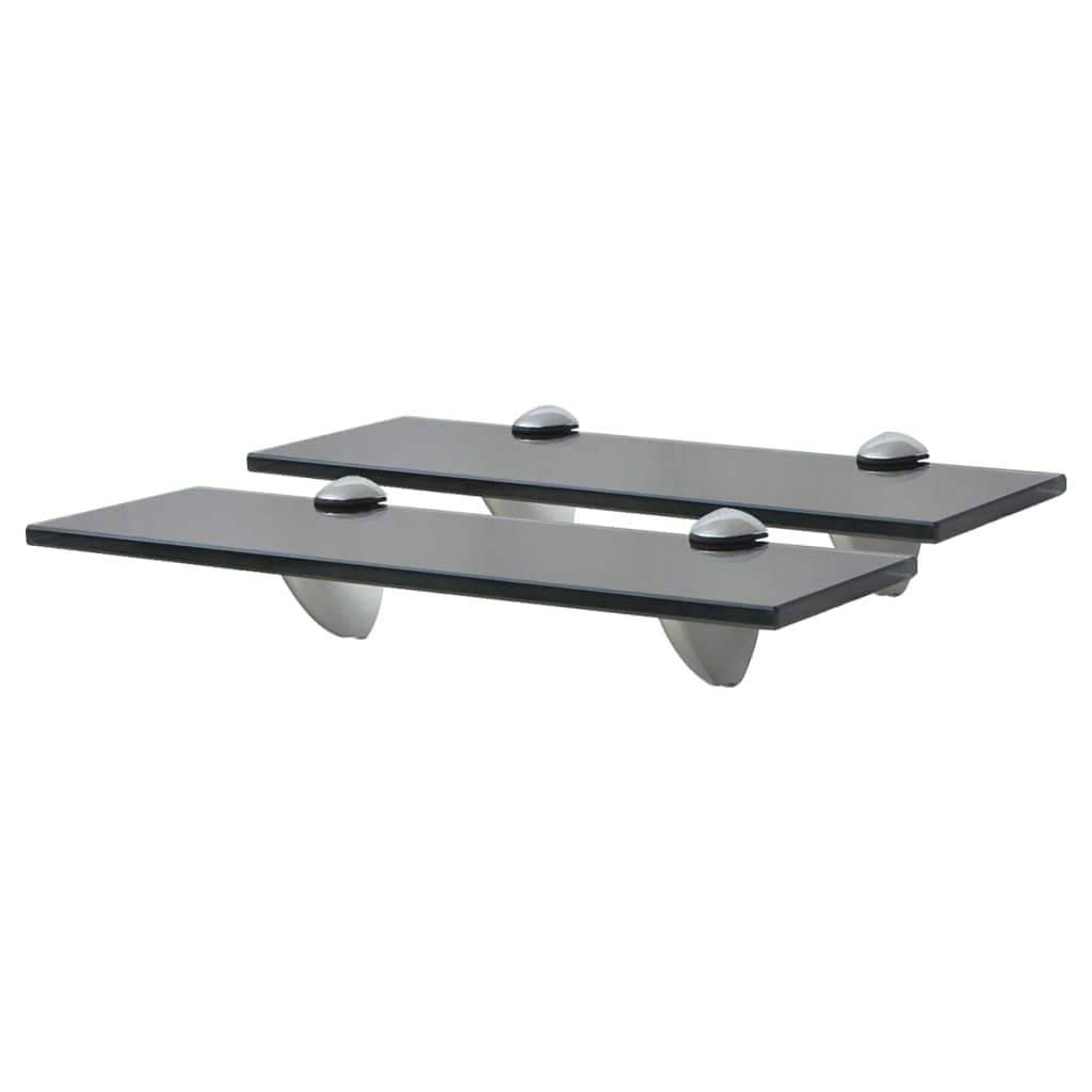 FIRBNUS 30x20x0,8 cm 2 Stück Wandregal Glas Schwarz Schwebende Regale für Bücher Bad Regal Ablagen R