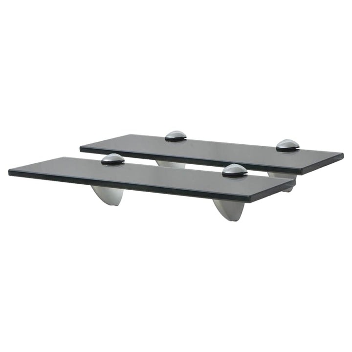 FIRBNUS 30x20x0,8 cm 2 Stück Wandregal Glas Schwarz Schwebende Regale für Bücher Bad Regal Ablagen R