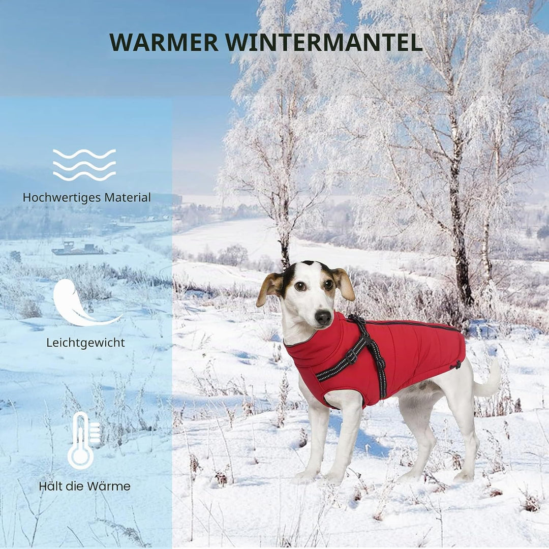 Pethiy -Super Warm Hunde wintermäntel mit Geschirr, Hundejacke mit Innenfleece, Wasserdichte Kleine