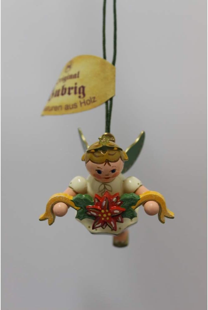 Hubrig Engel mit Girlande - Hängender Engel mit Girlande - Dekoration - Holz - Weihnachten - Traditi