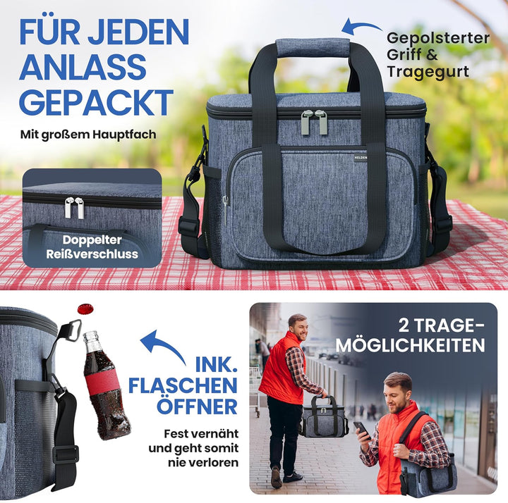 HELDENWERK Kühltasche Gross faltbar - Isolierte Kühlbox Thermotasche auslaufsicher & wasserdicht - P